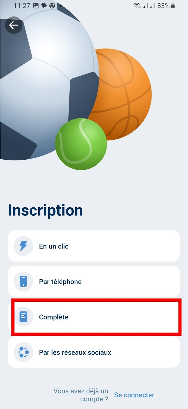 Inscription complète 1xbet