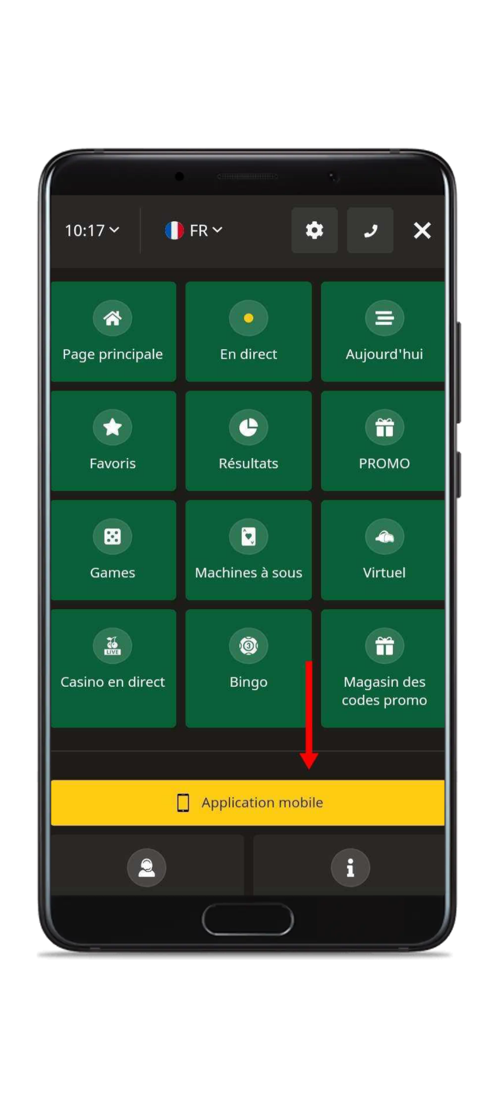 Cliquez sur le bouton "Application mobile"