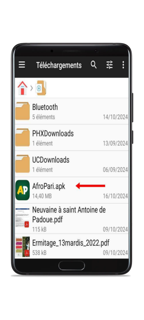 installer le fichier Afropari apk