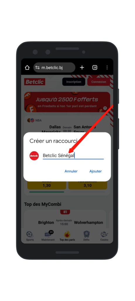 Racourci Betclic Sénégal