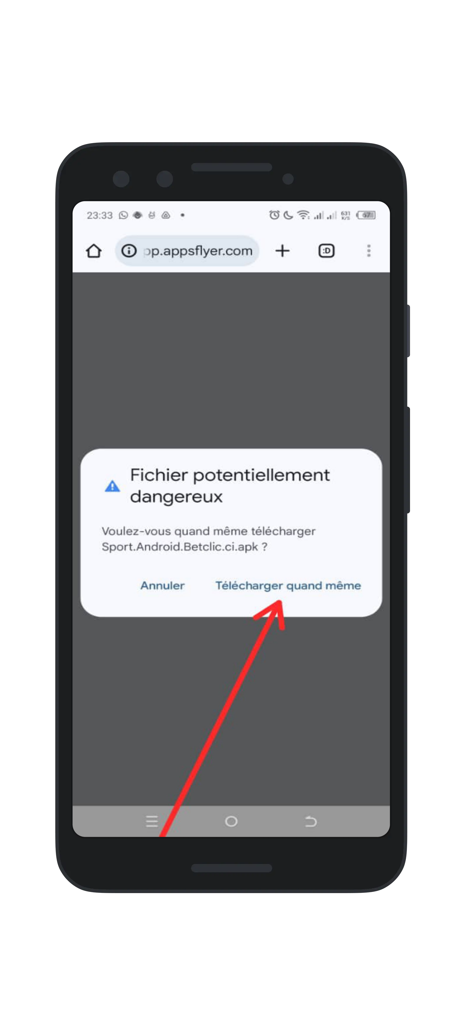 Cliquez sur "Télécharger quand même"