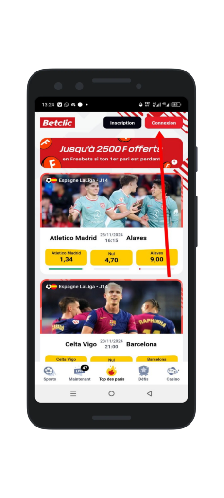 Allez sur le site de Betclic ci et cliquez sur "Connexion*