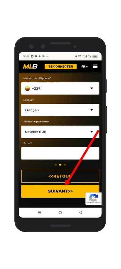 Remplir les autres infos puis cliquer sur "Suivant"