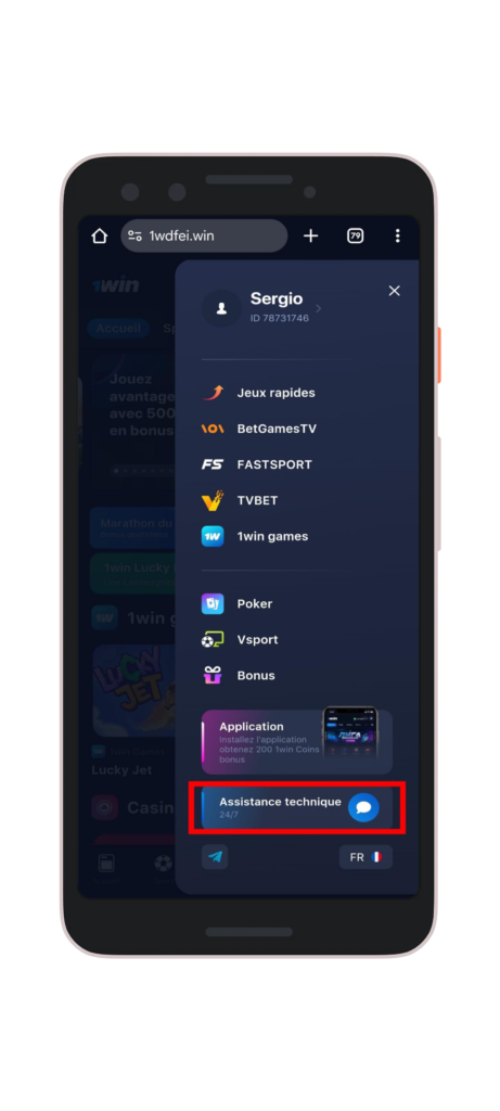 Cliquez sur ‘’Assistance technique’’