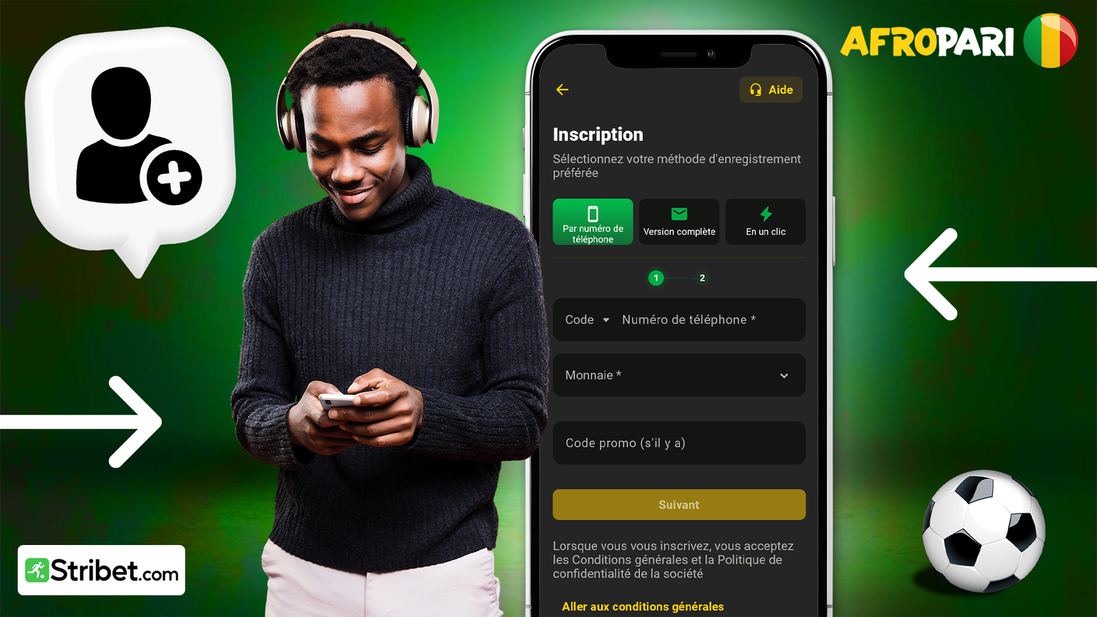 Les différentes méthodes d’inscription disponibles sur Afropari Mali