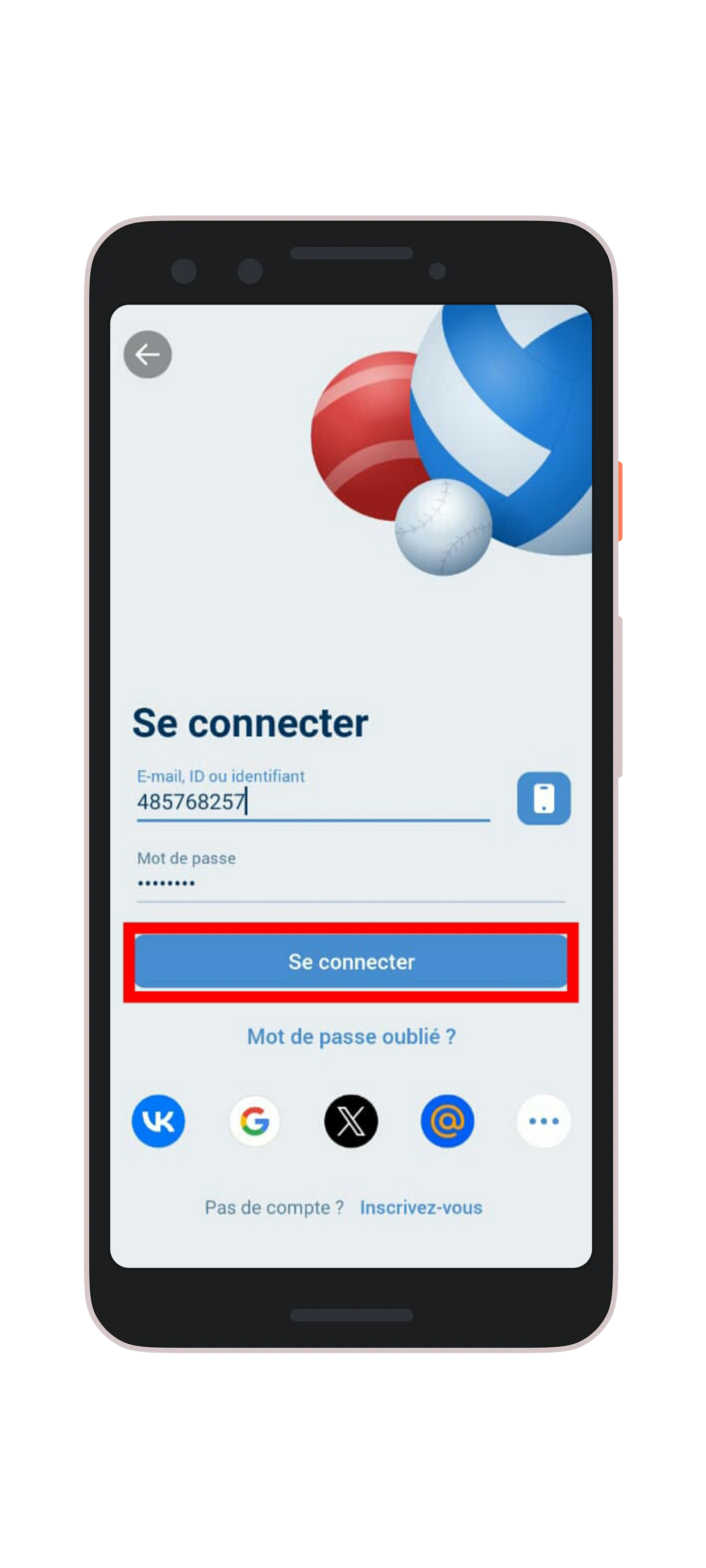 Remplir le formulaire et cliquez sur "Se connecter"