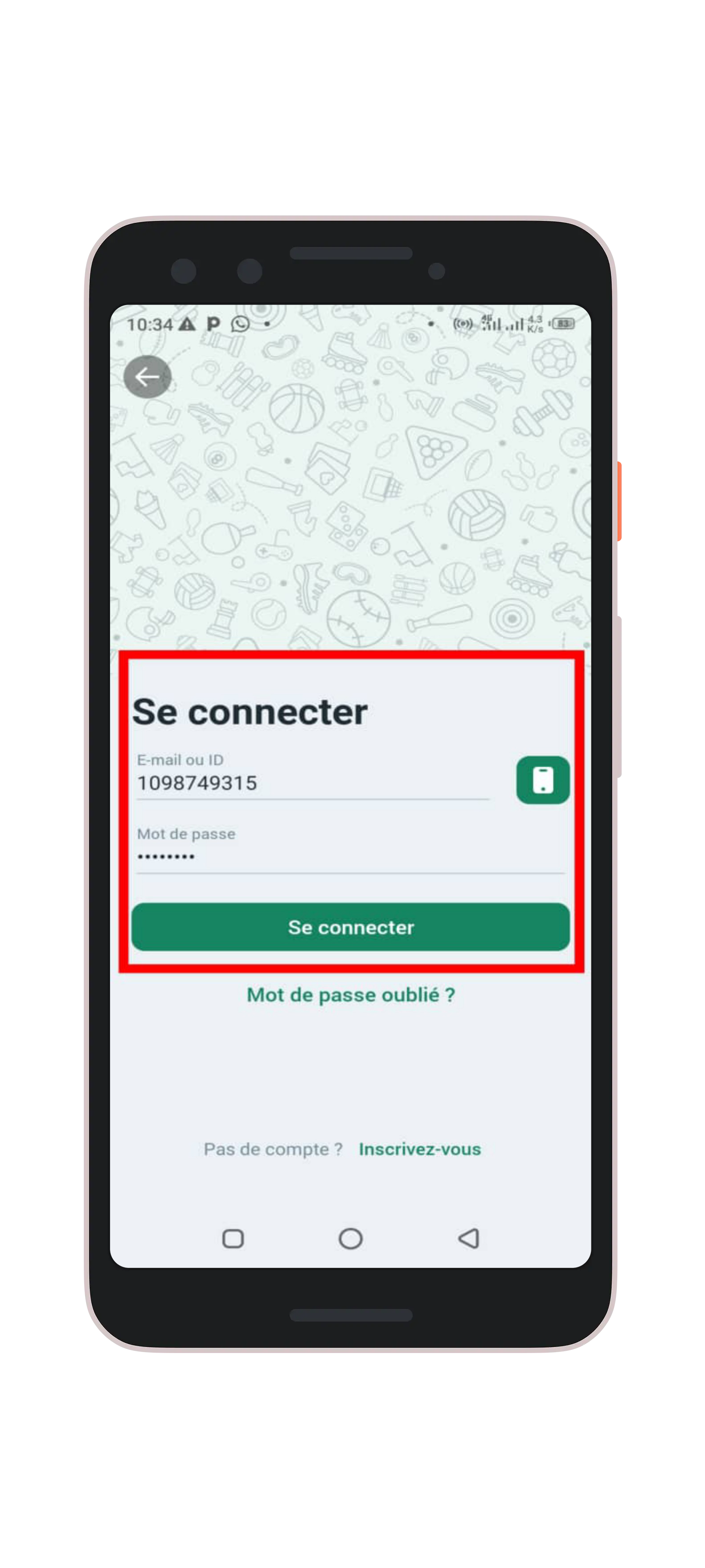 Renseignez vos identifiants de connexion et cliquez sur "se connecter"