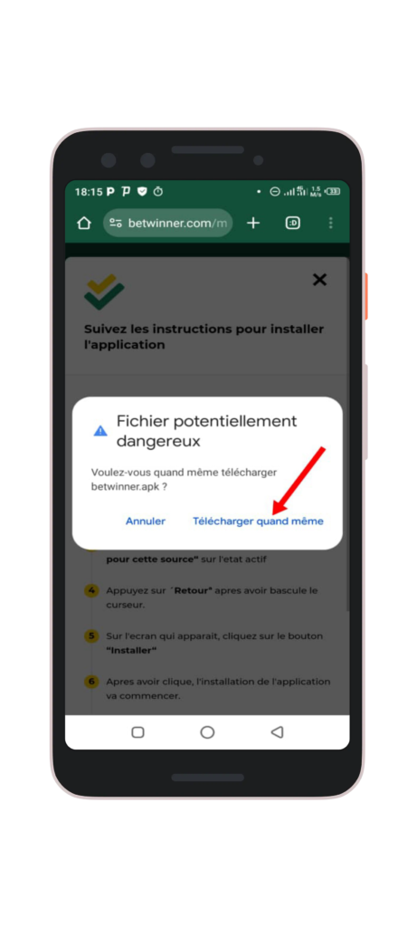 Cliquez sur "Télécharger quand même"