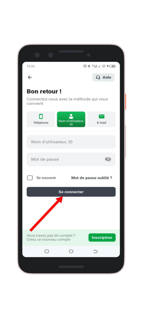 Cliquez sur "Se connecter"