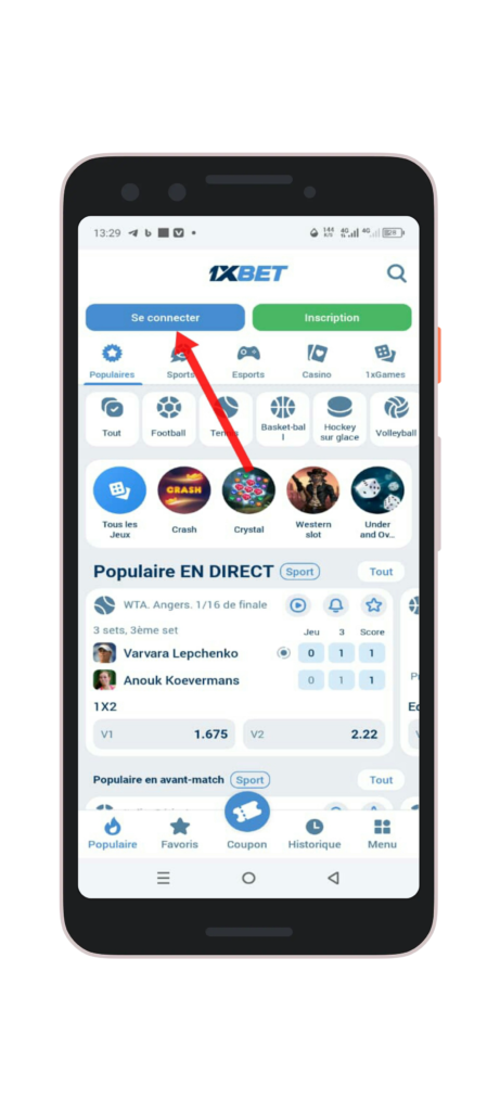 Cliquez sur "Se connecter"