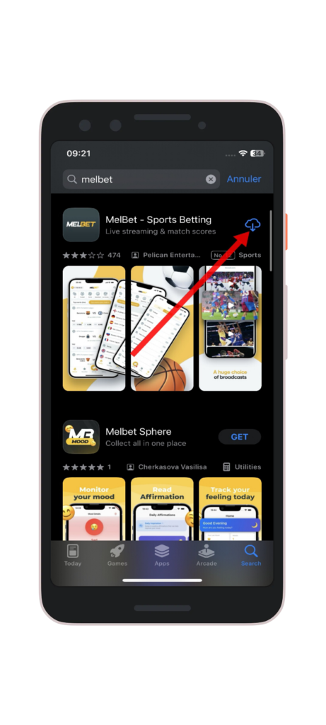 Lancer le téléchargement de Melbet App iOS