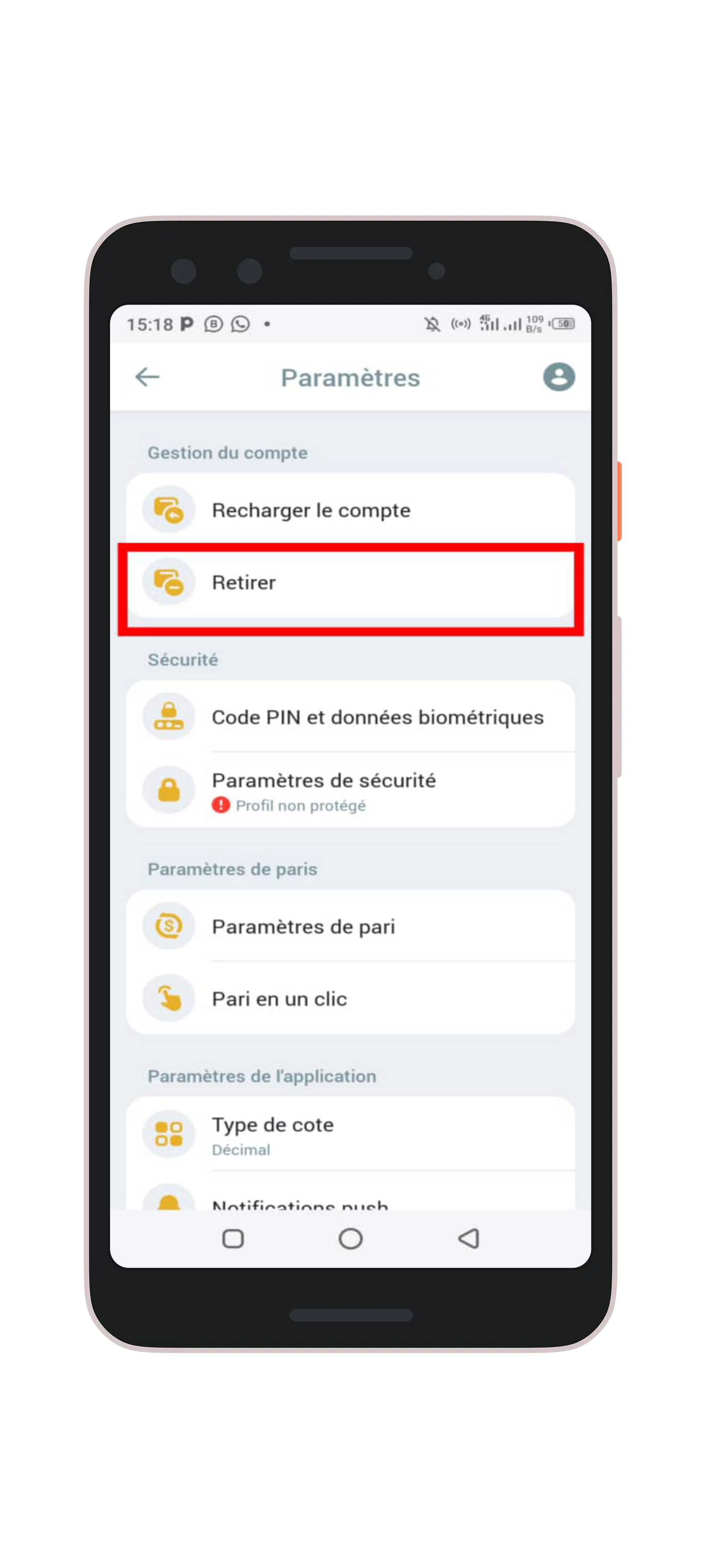 Cliquer sur "Retirer"