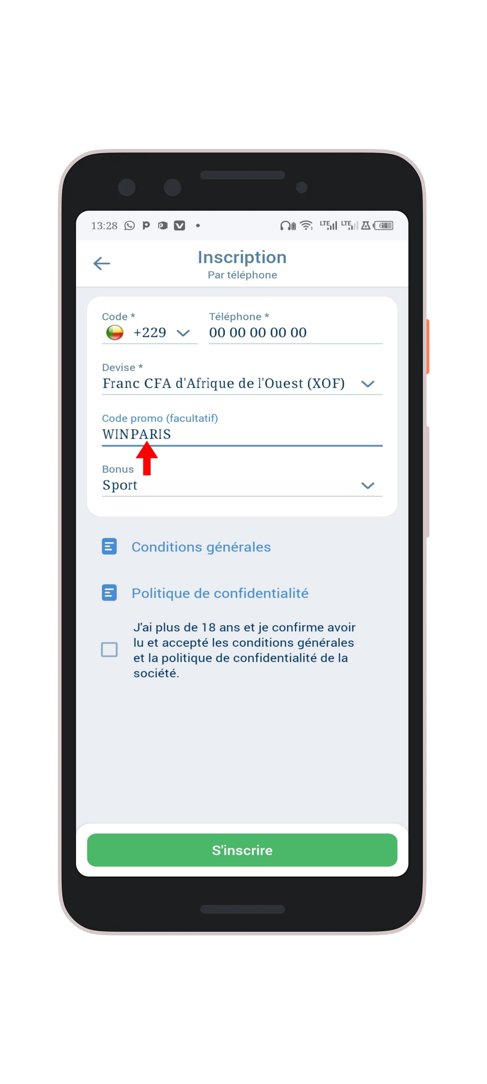 Saisissez le code promo 1xbet "WINPARIS"