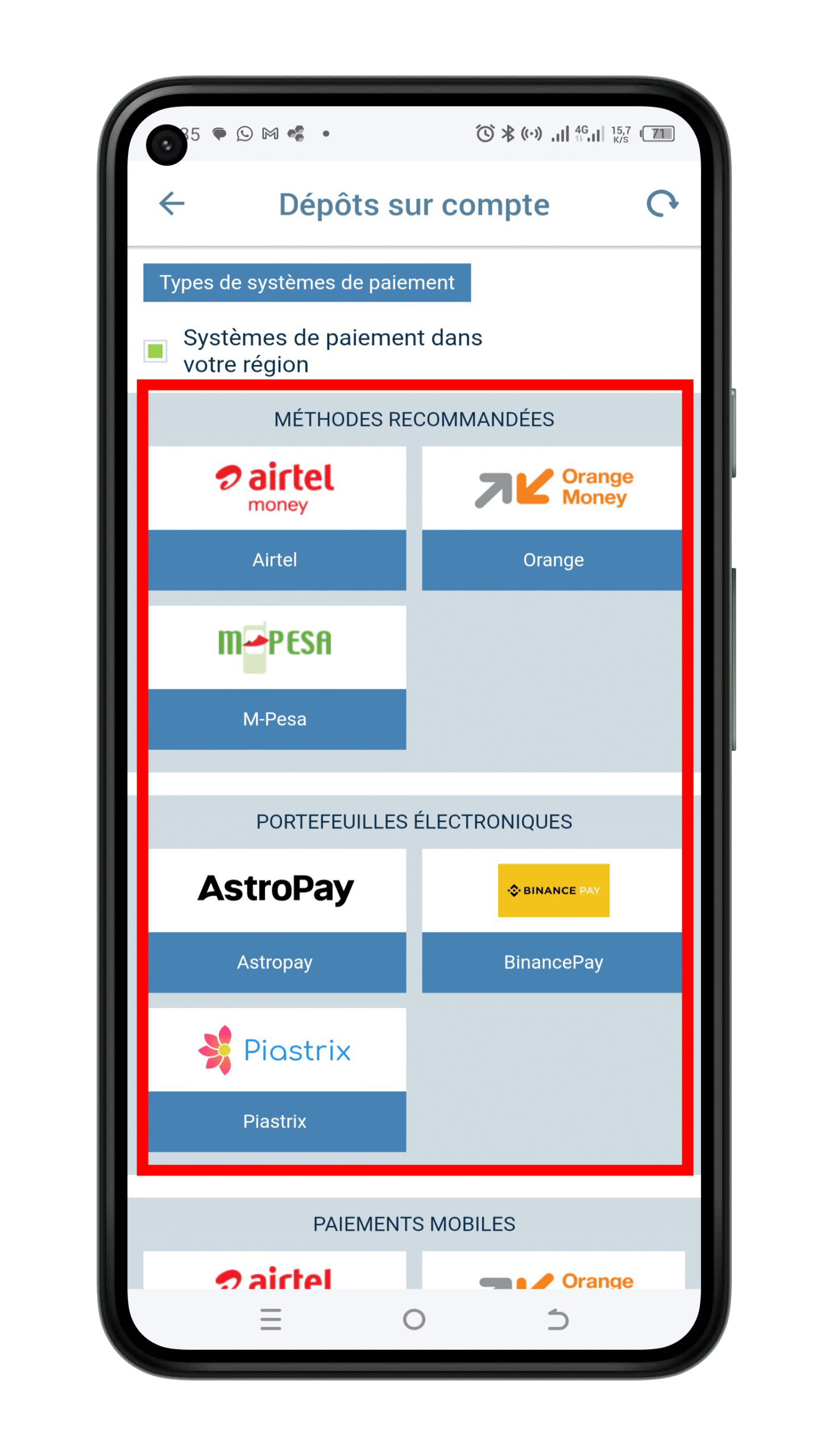 Choisir une méthode de dépôt