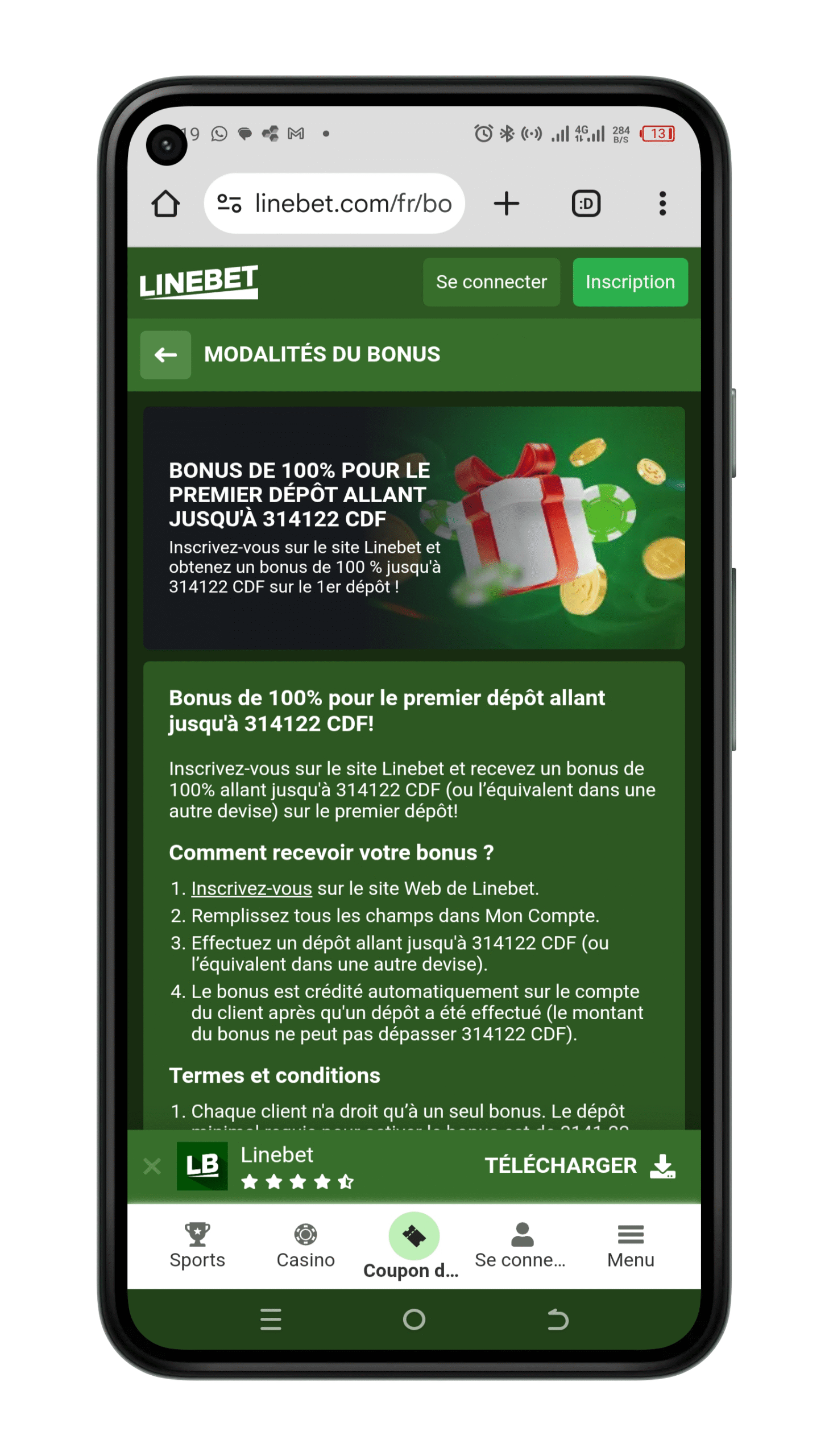 Ouvrir le site officiel de Linebet