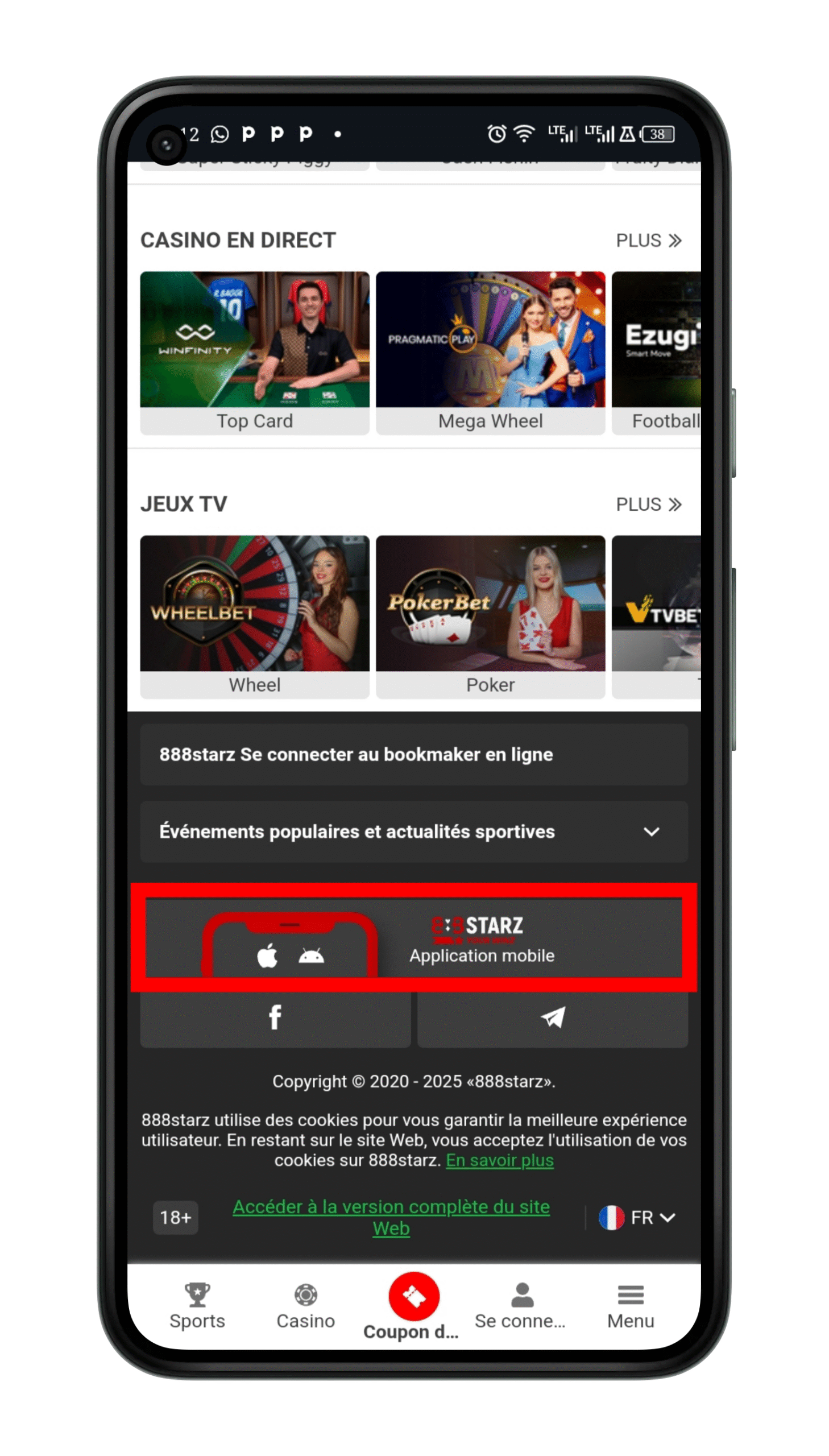 Accéder au site officiel de 888starz
