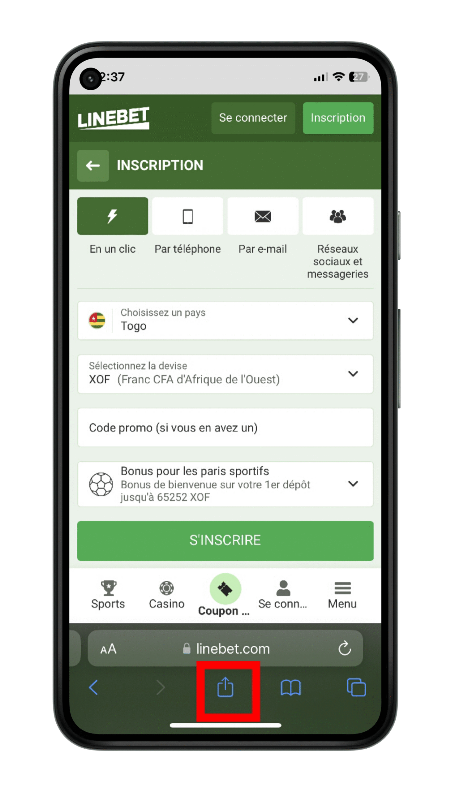 Cliquez ici pour installer le raccourci