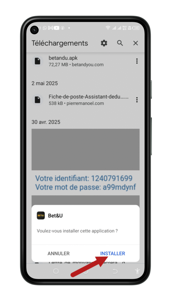 Ouvrir L'application Betandyou après Installation