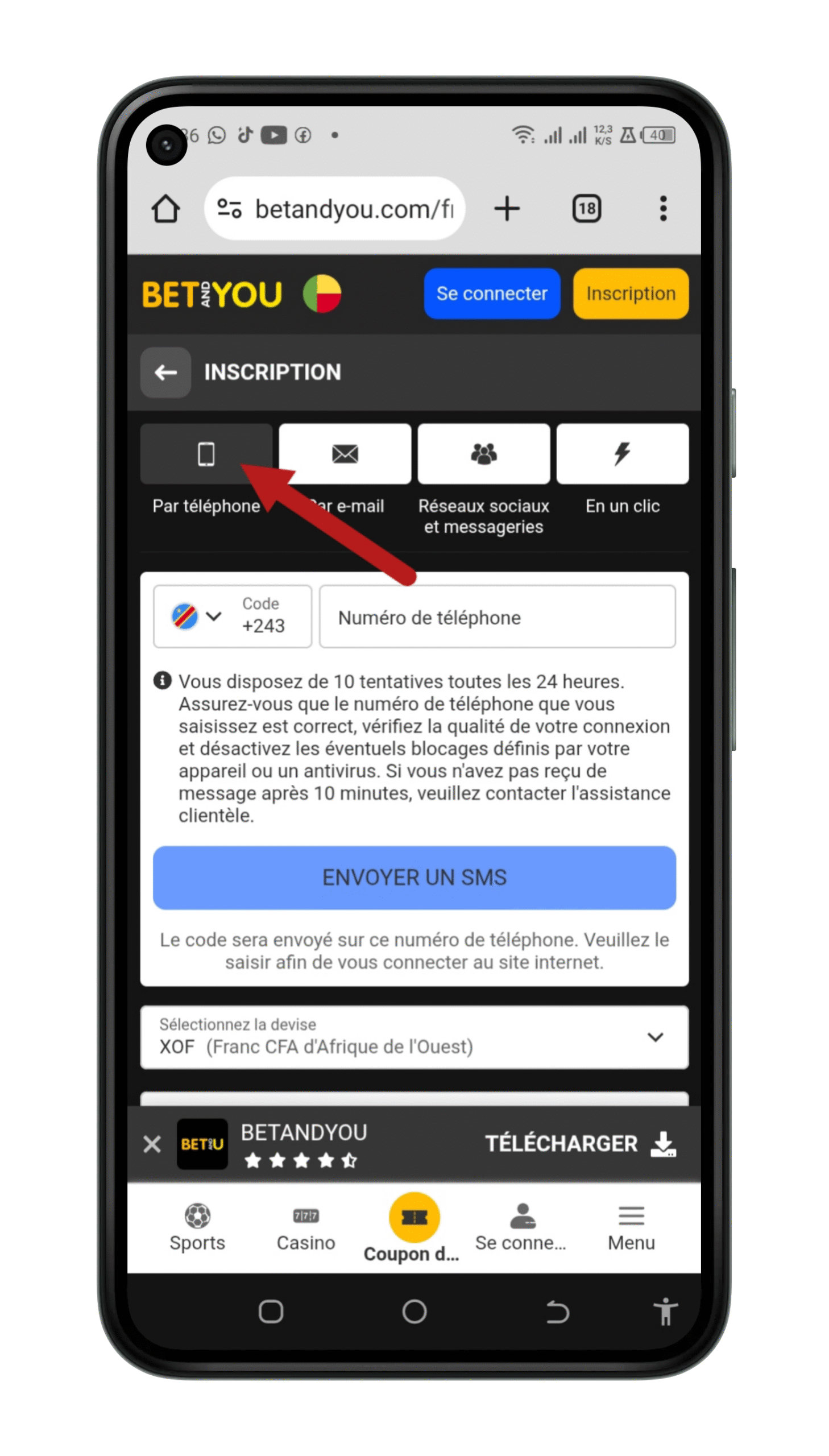 Choisissez une méthode d'inscription de votre choix