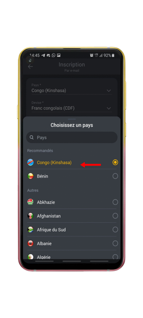 Indiquez vos informations personnelles et de localisation.