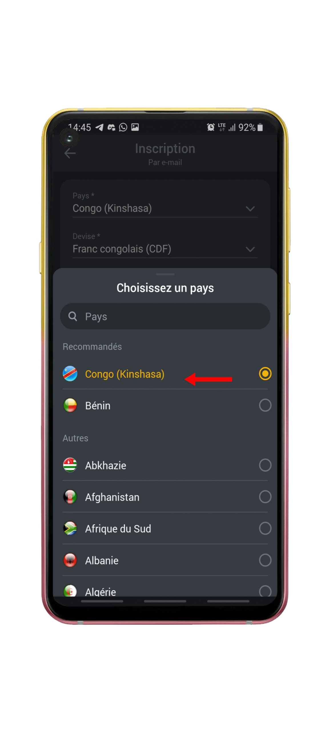 Indiquez vos informations personnelles et de localisation.