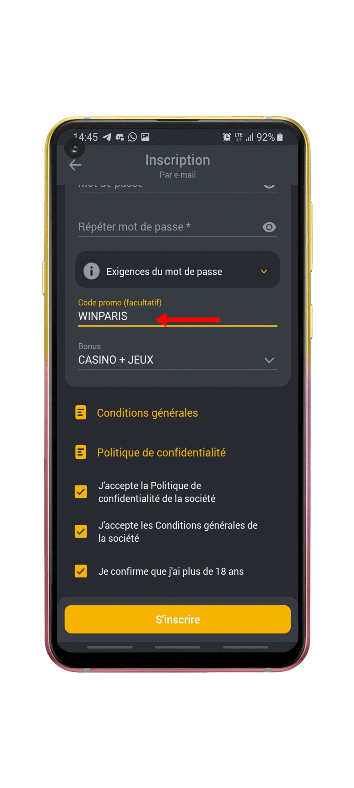 Entrez un code promo