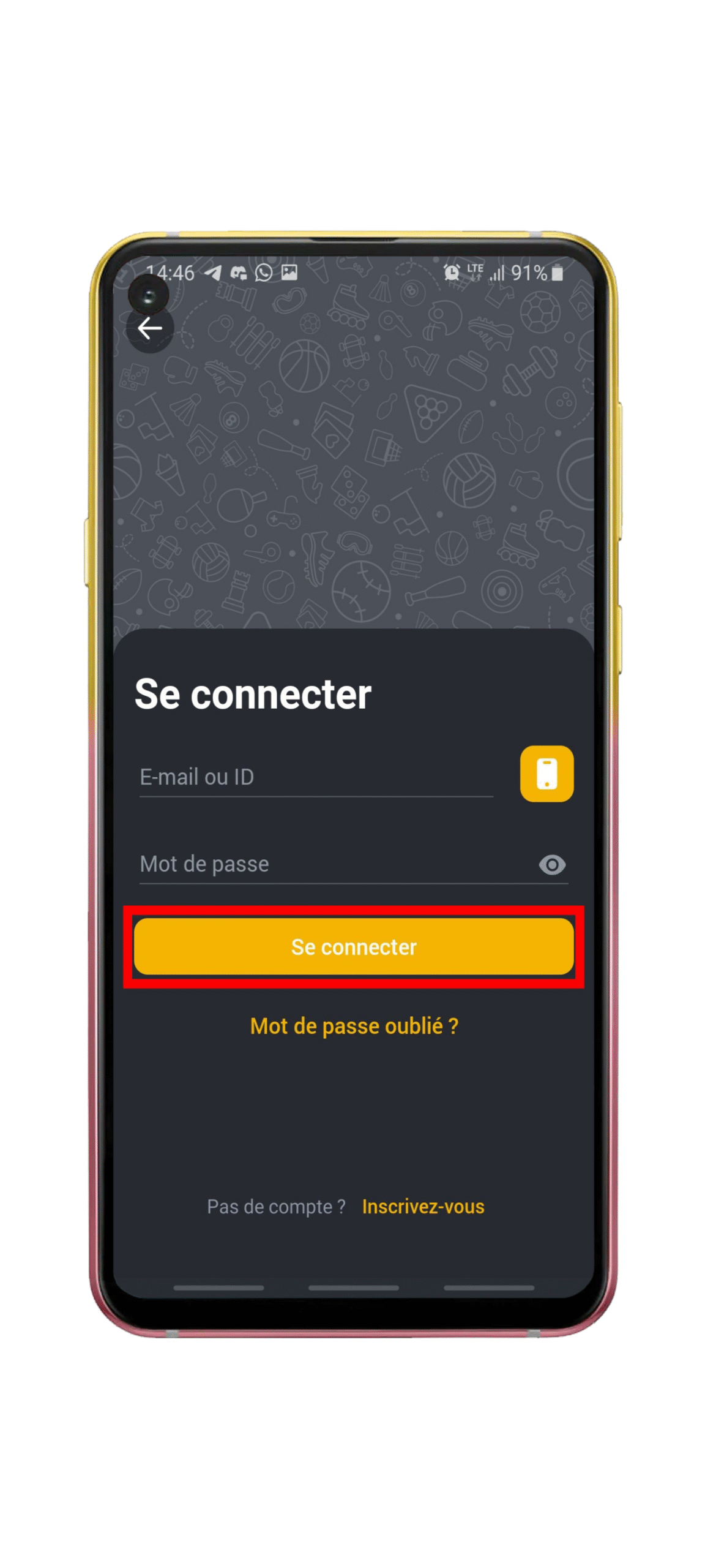 Cliquez sur le bouton « Connexion ».