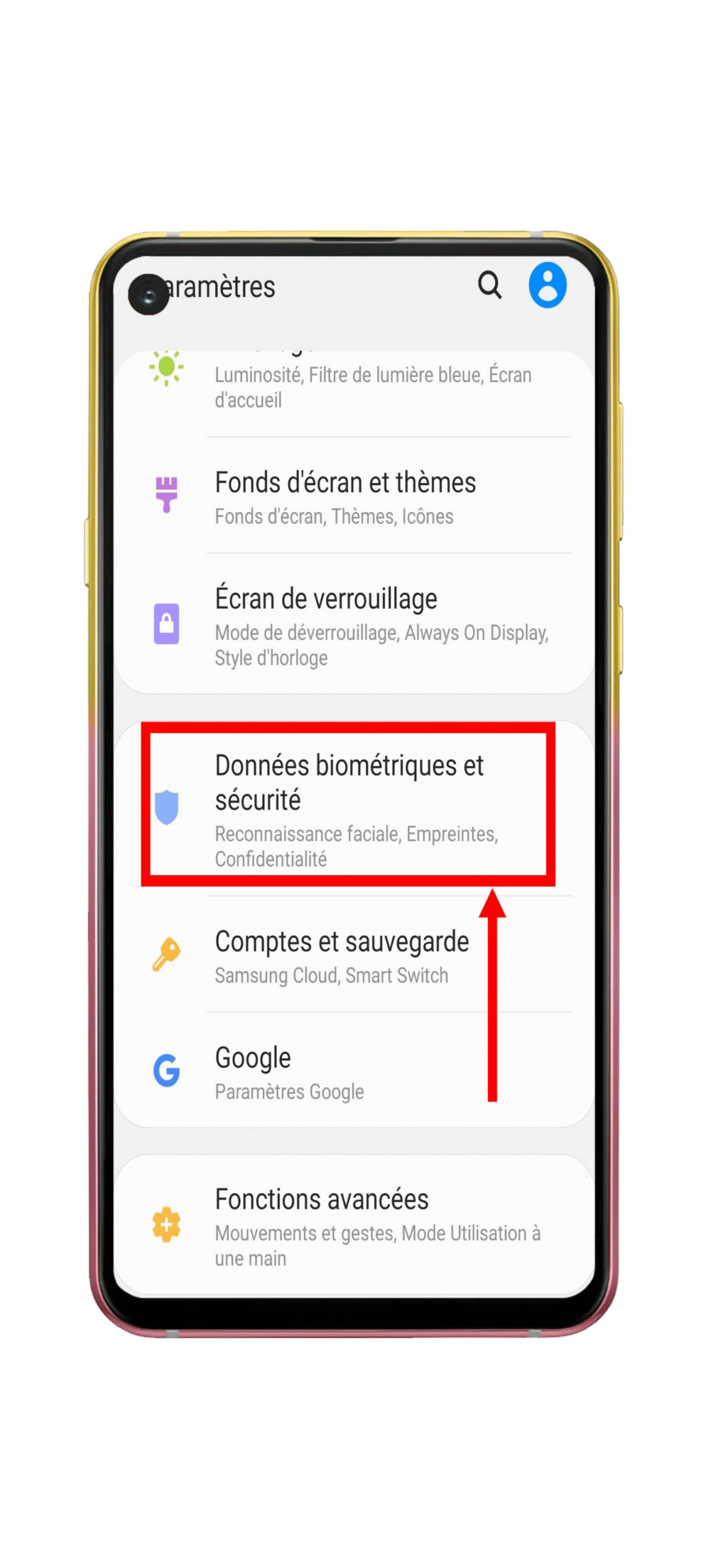 accédez à la section Sécurité ou Applications