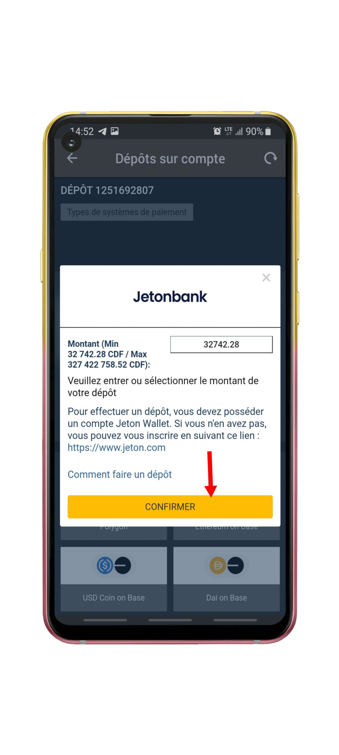 cliquez sur Confirmer.