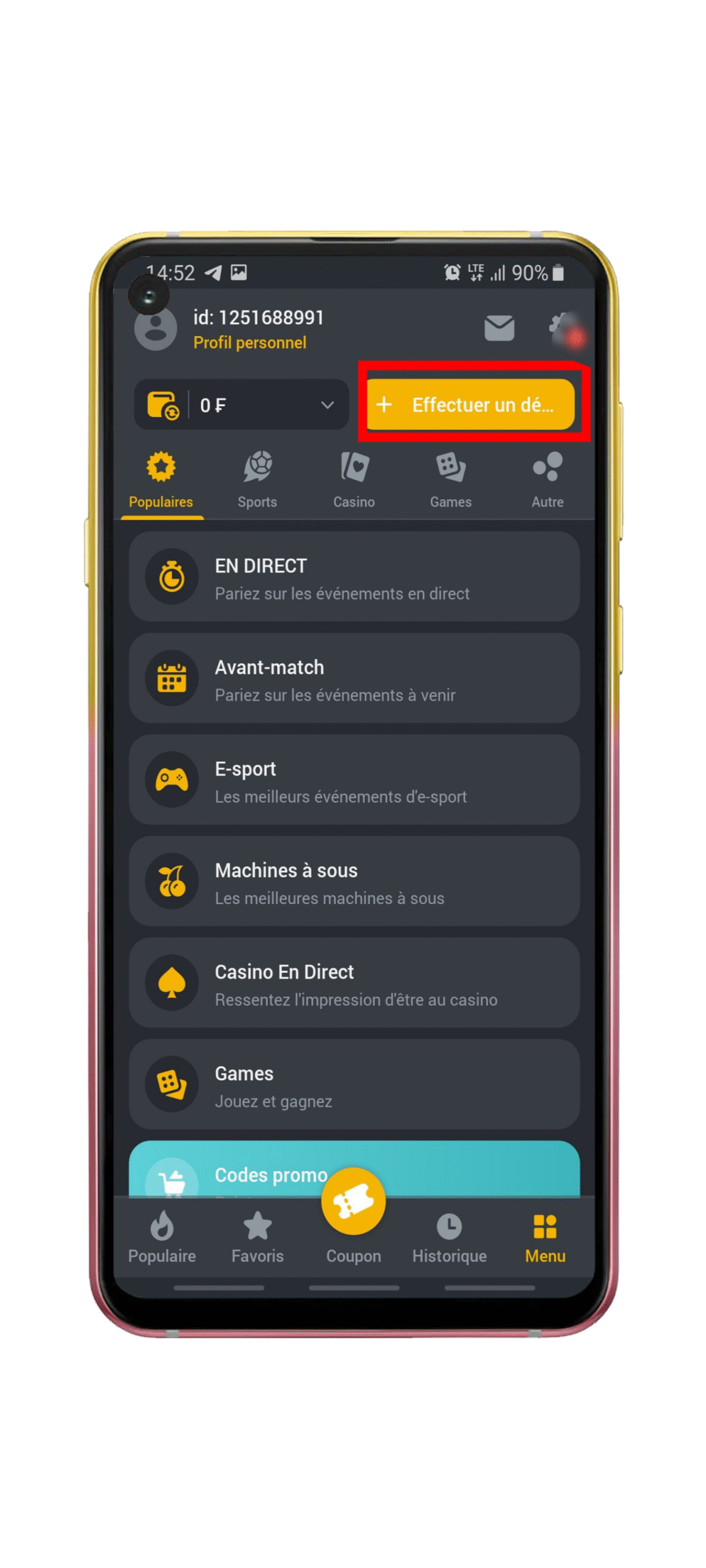Accédez à la section « Dépôt »
