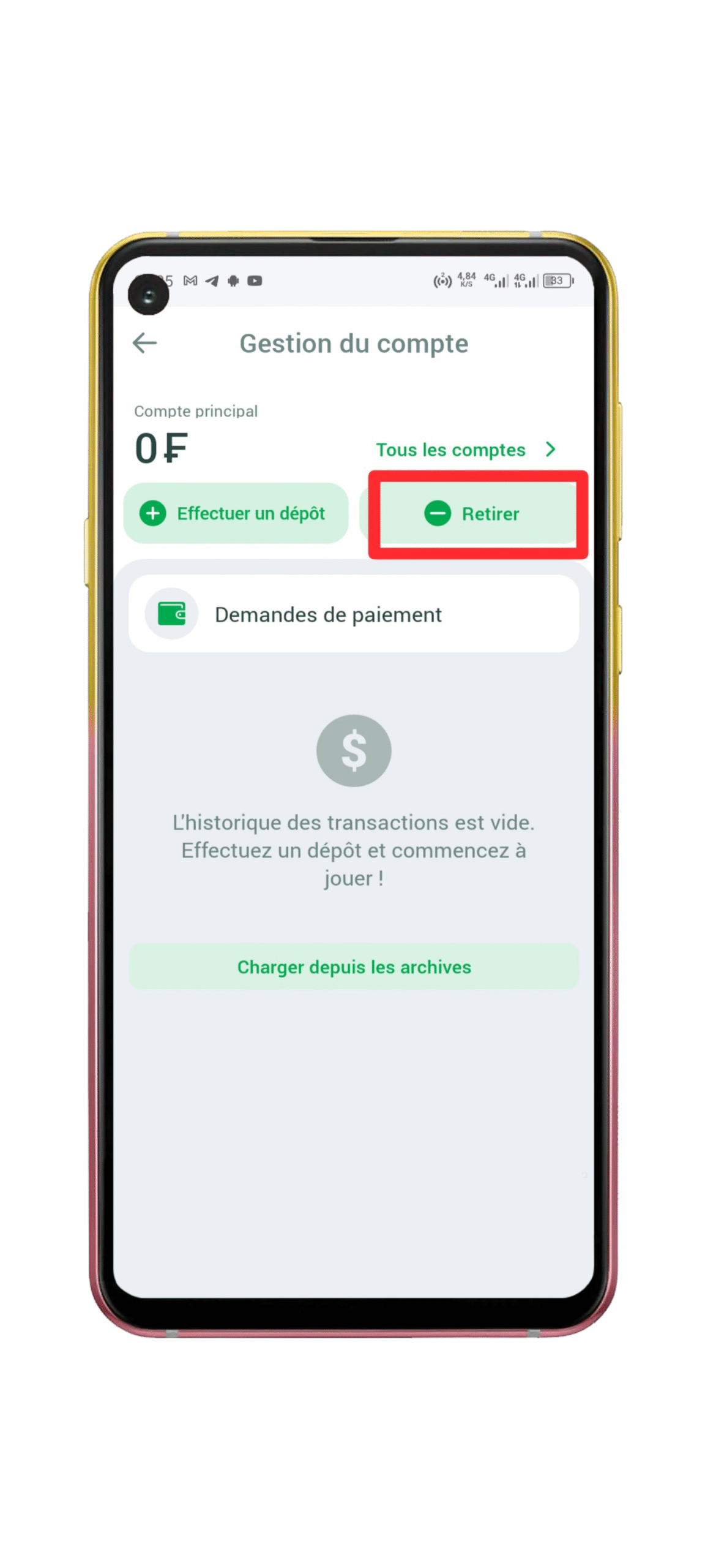 cliquez sur le bouton “- Retirer”