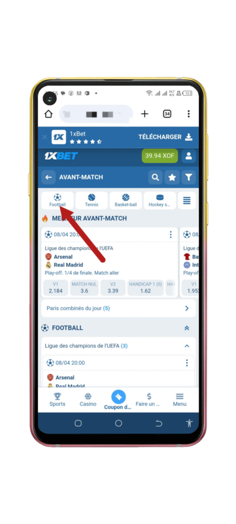 Choisir "Football"