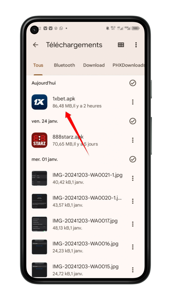 Lancer l'application dans téléchargement
