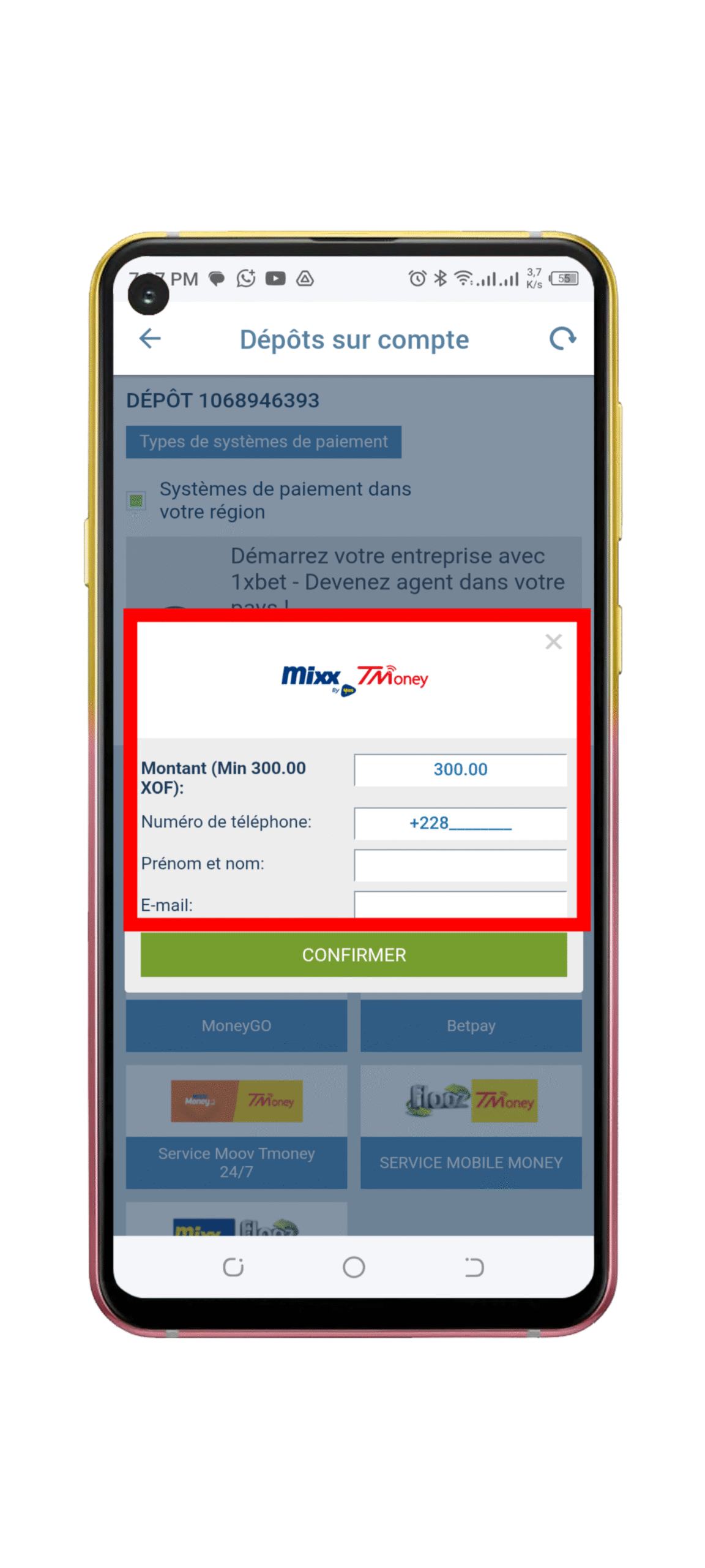 Remplir le formulaire de dépôt
