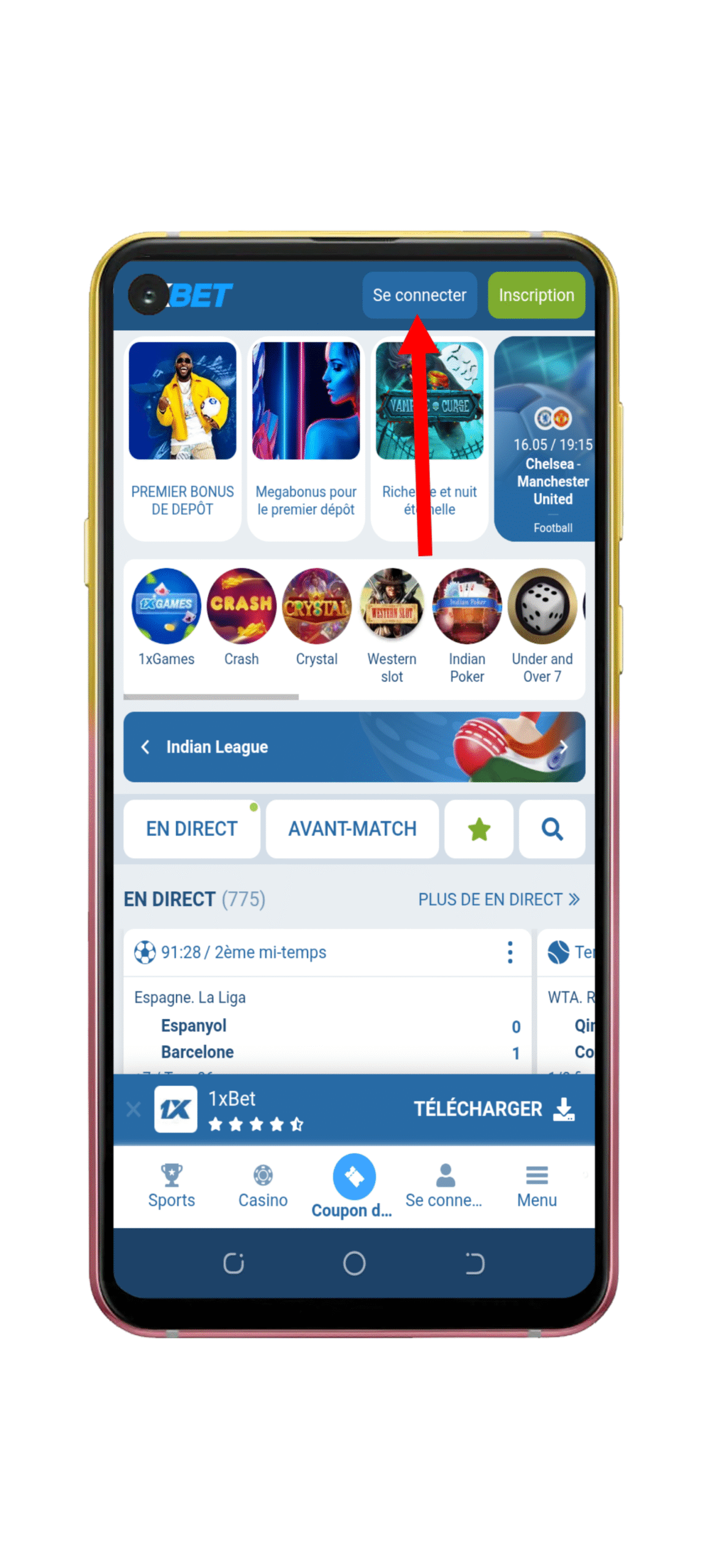 cliquez sur le bouton “Connexion” 