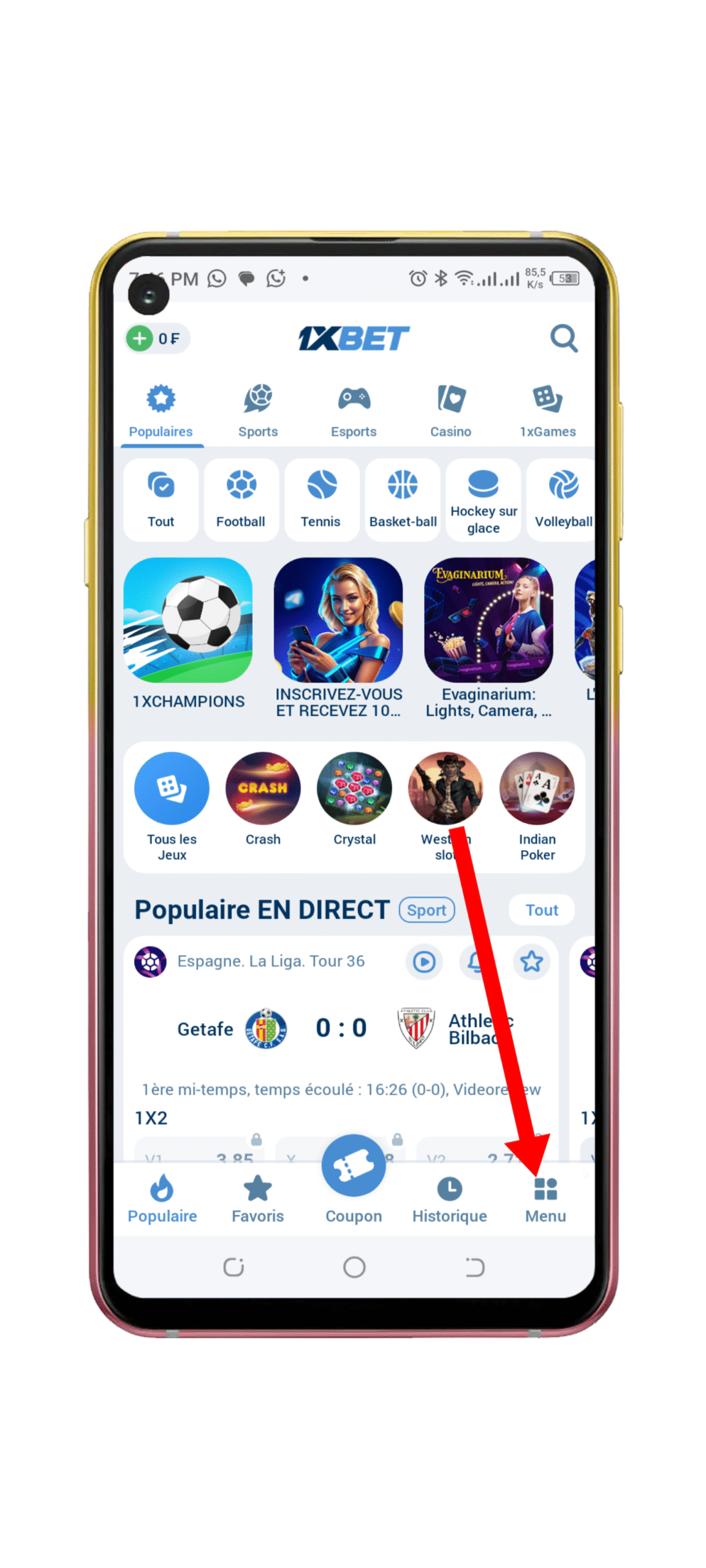 Aller dans le menu