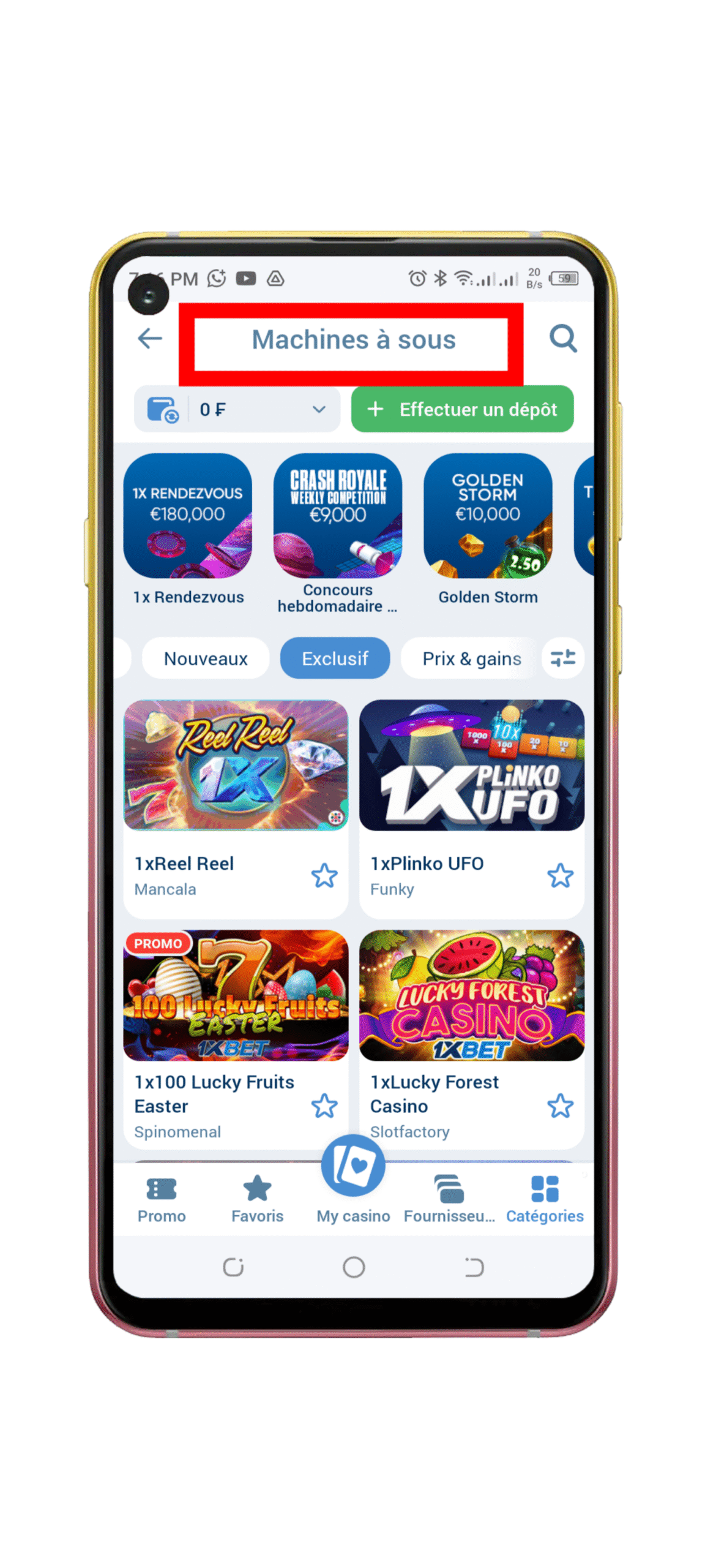 Sélectionnez un jeu éligible au bonus