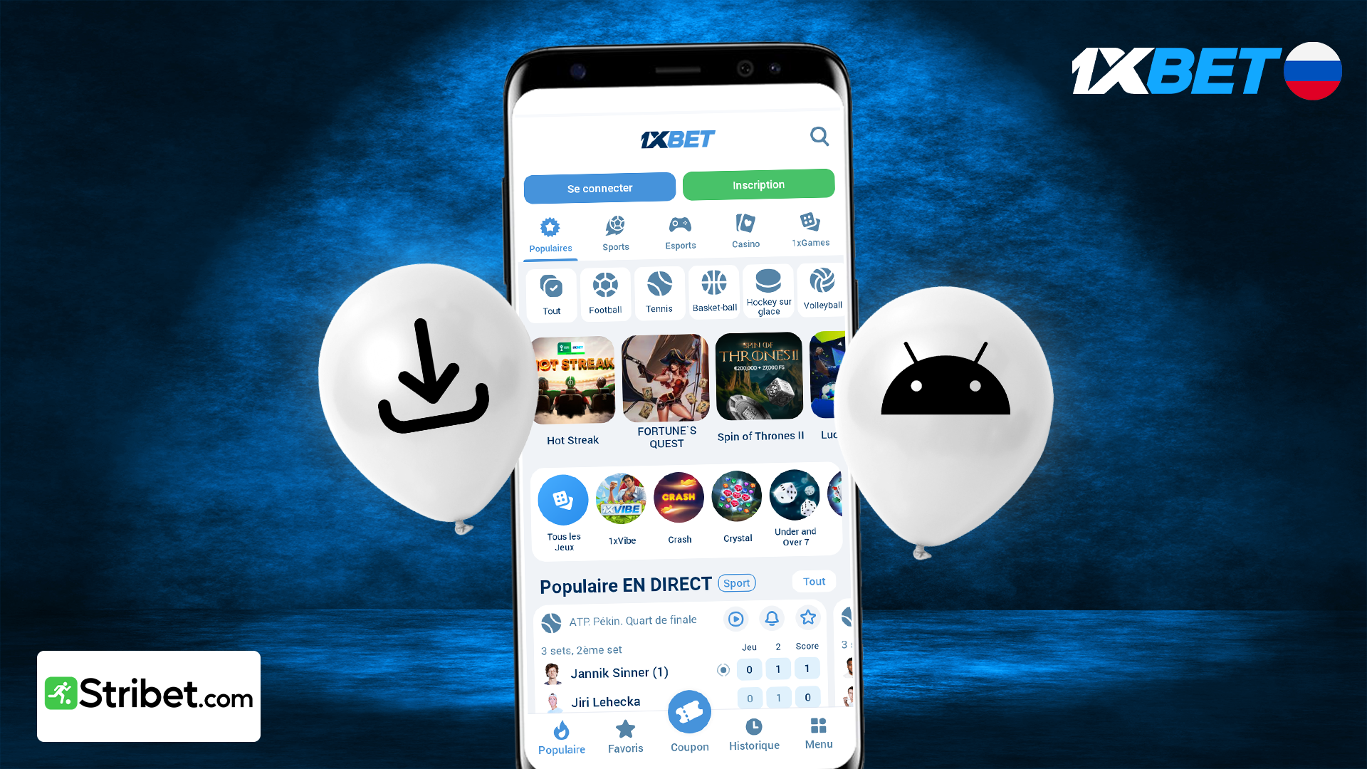 Guide pour télécharger 1xbet russe