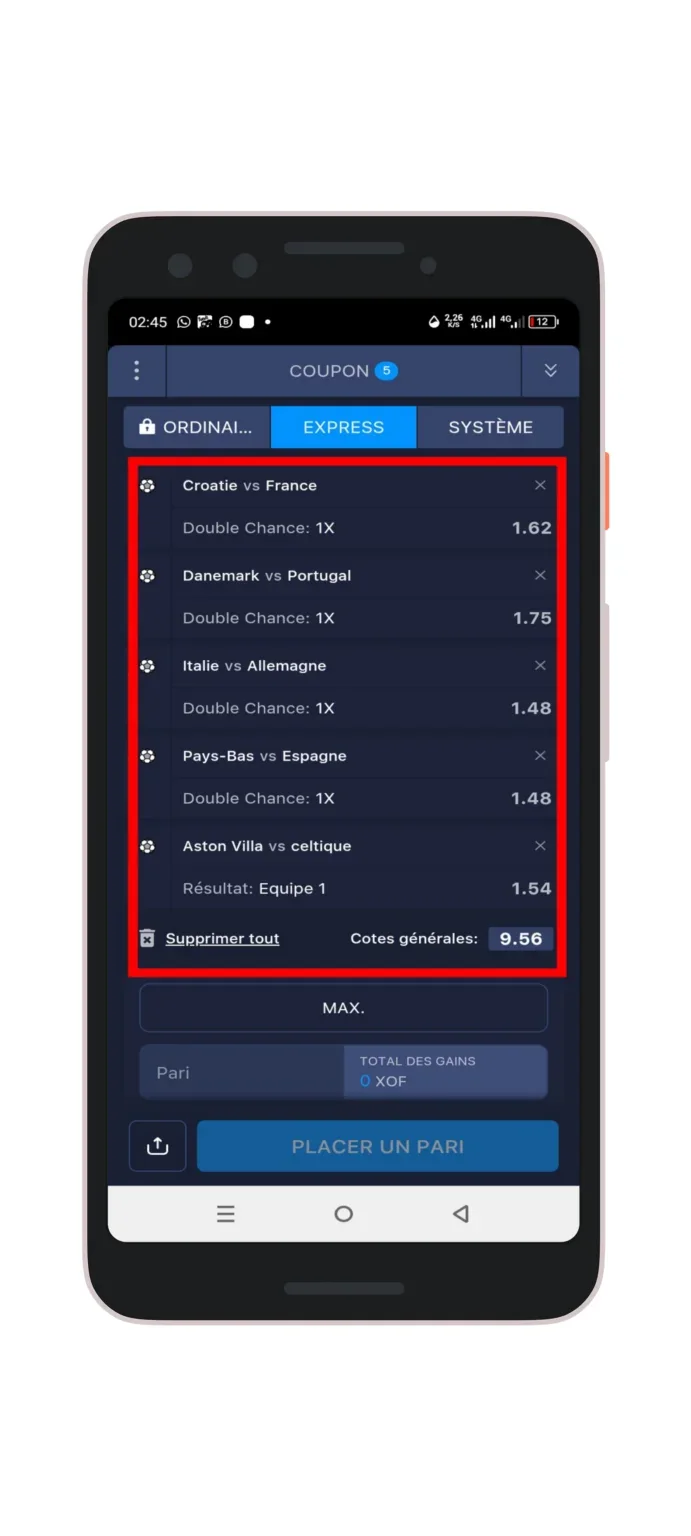 Vérifier une cote minimale de 1,4