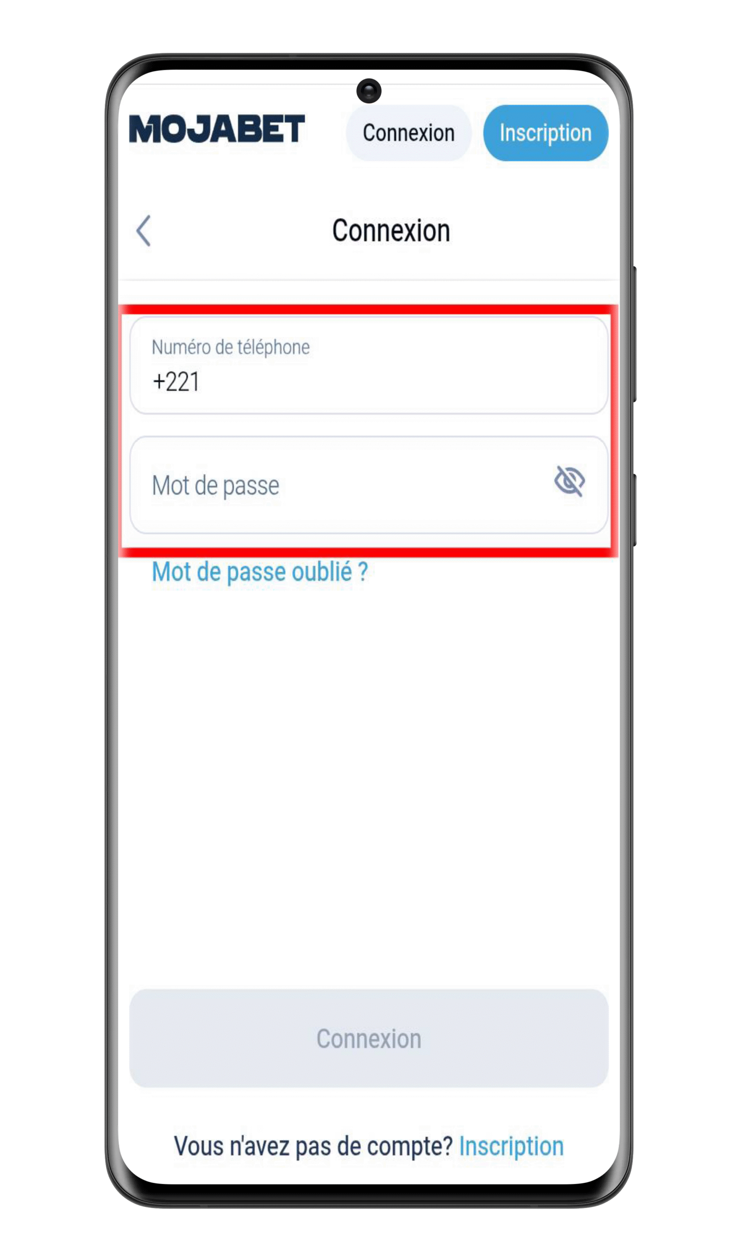 Renseignez les informations demandées