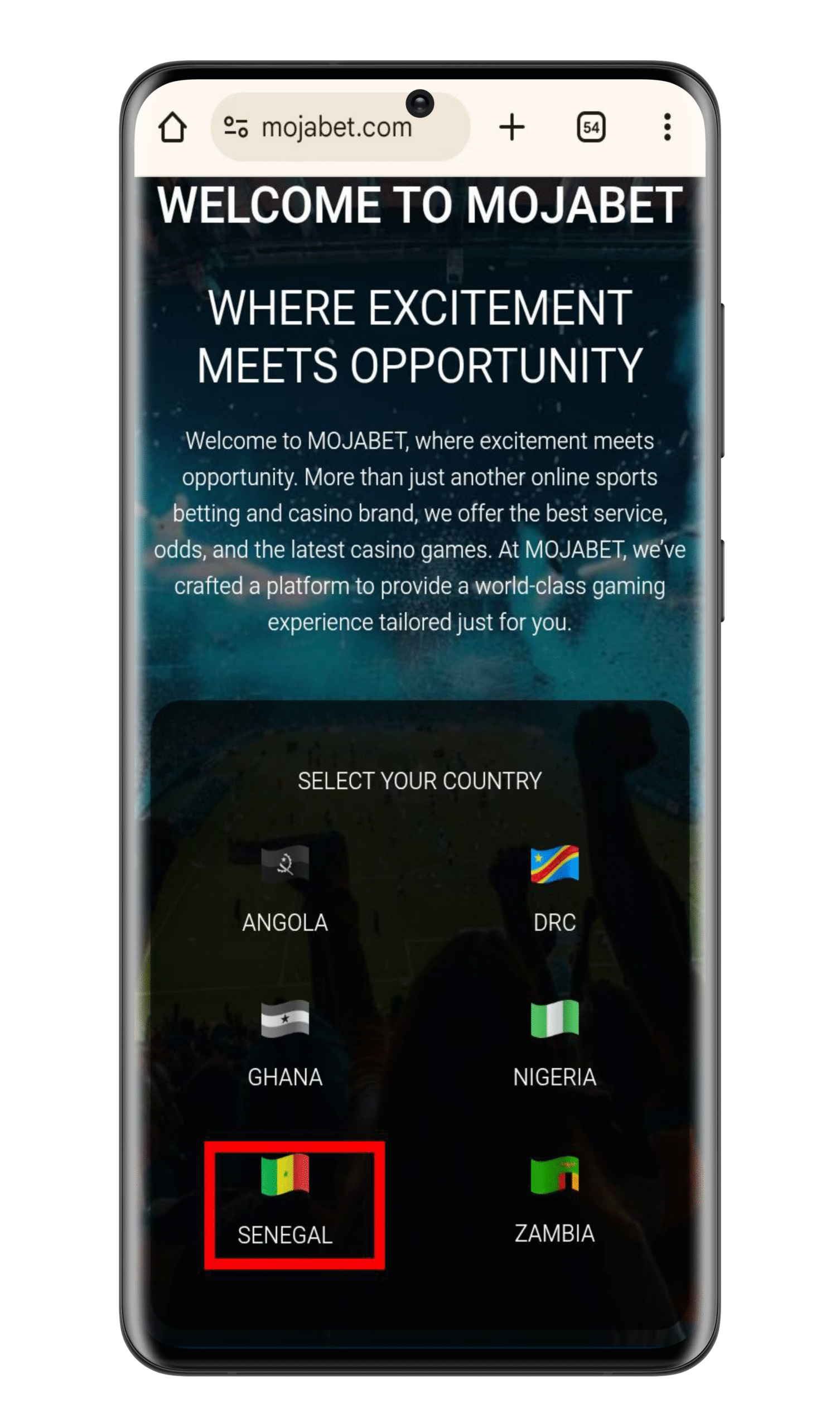 Accédez au site officiel de Mojabet Sénégal