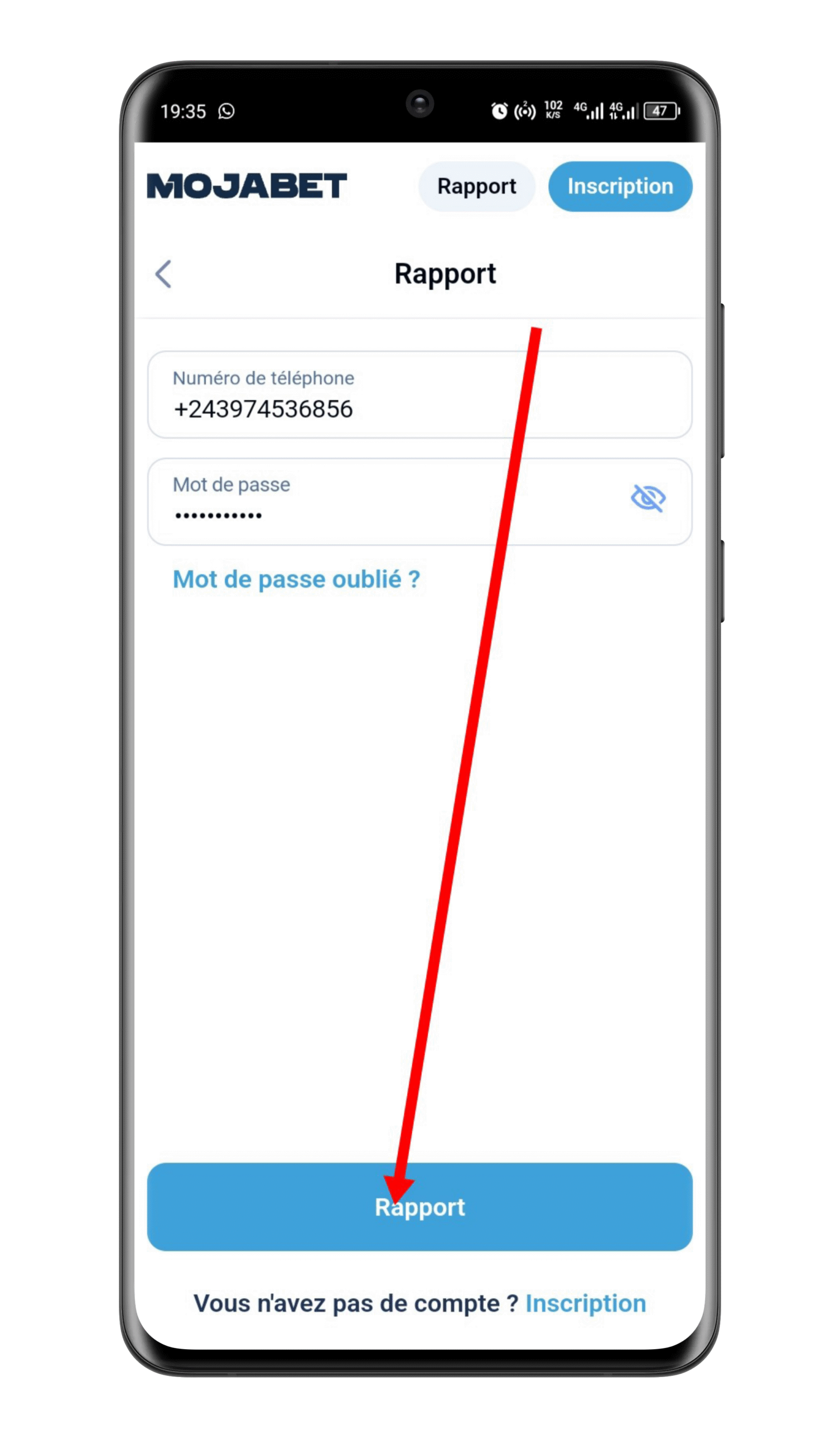 Connectez-vous à votre compte Mojabet