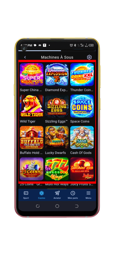 Choix de jeux de casinos
