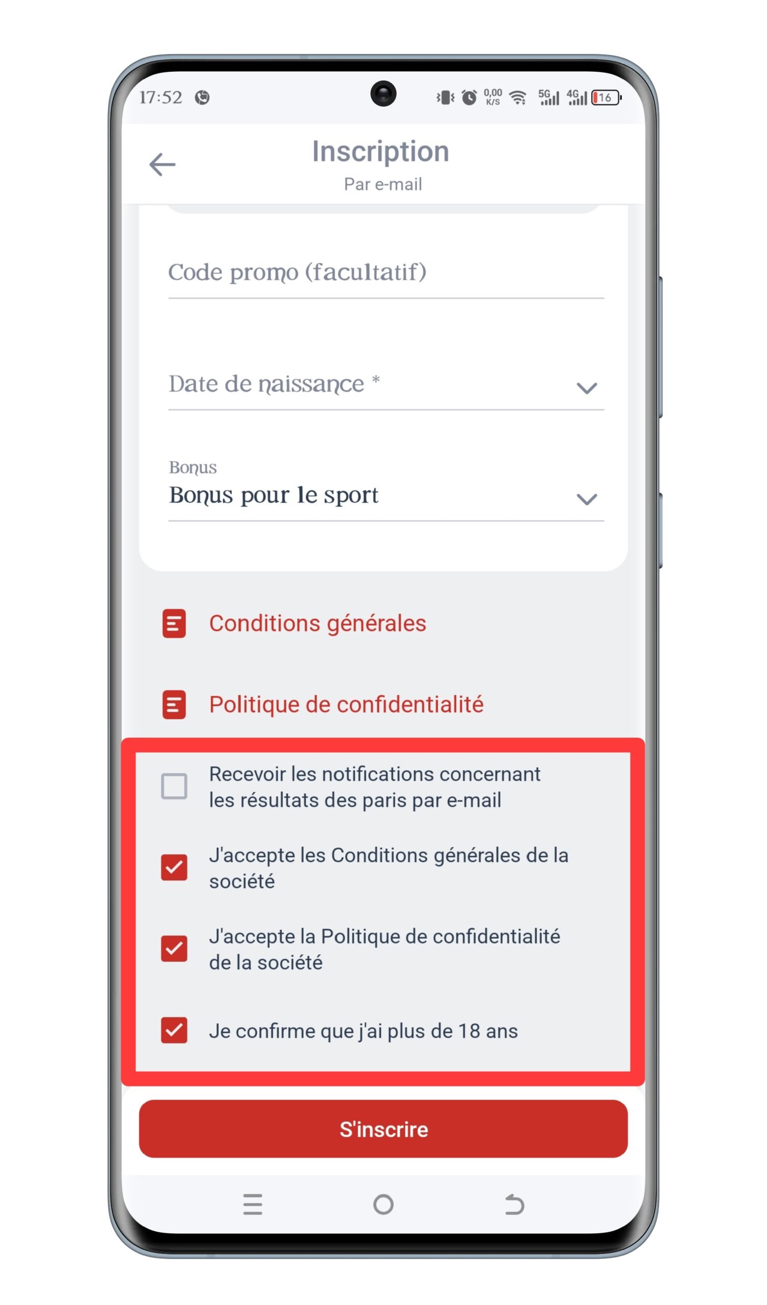 Accepter les conditions d'utilisation