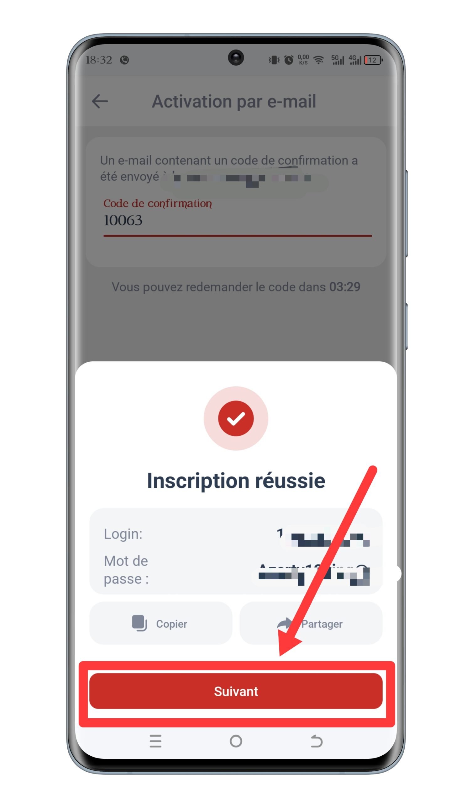Confirmer l'inscription et vérifier le compte