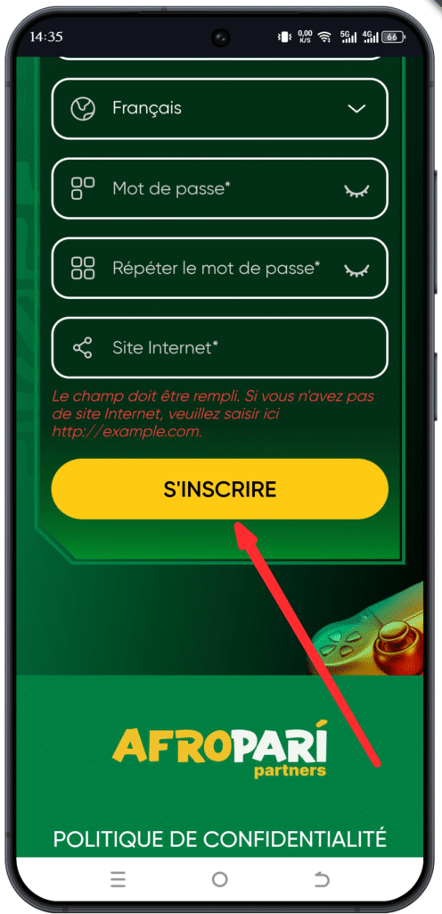 Valider l'inscription
