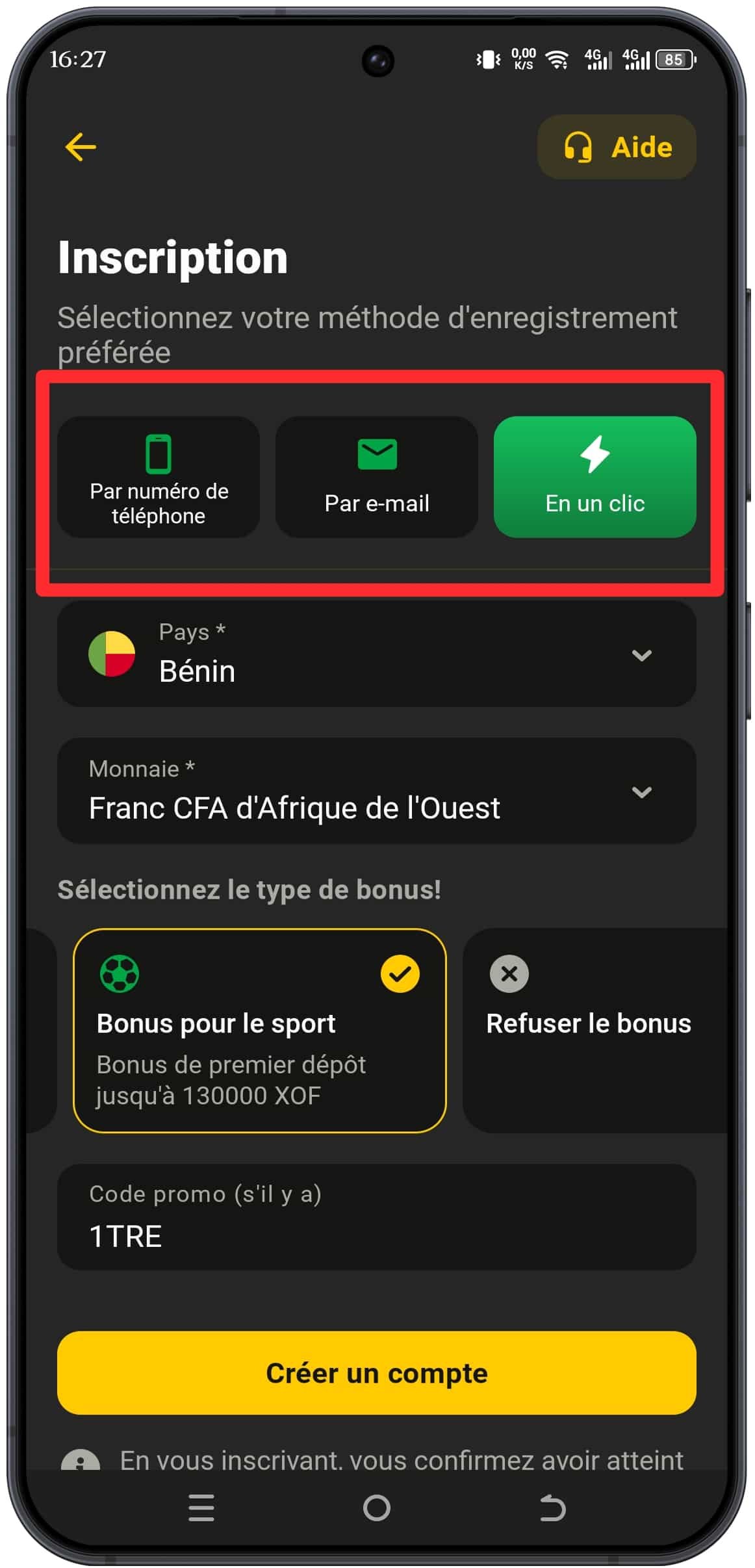 Choisissez un mode d’inscription