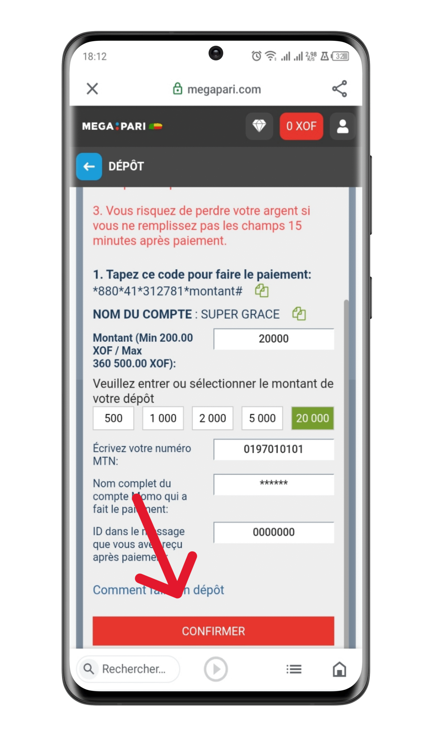 Finalisez le retrait 