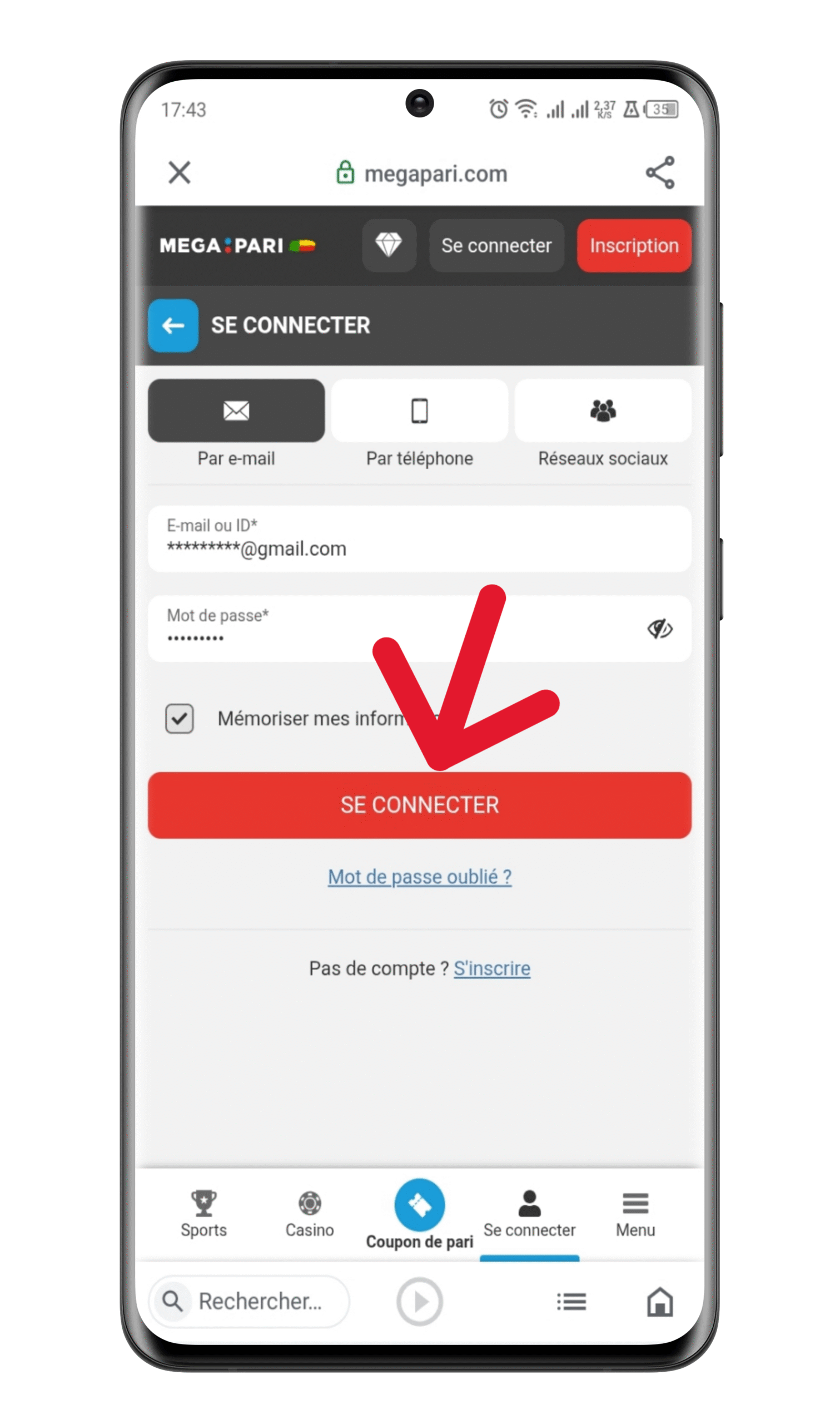 Entrer les informations et valider 