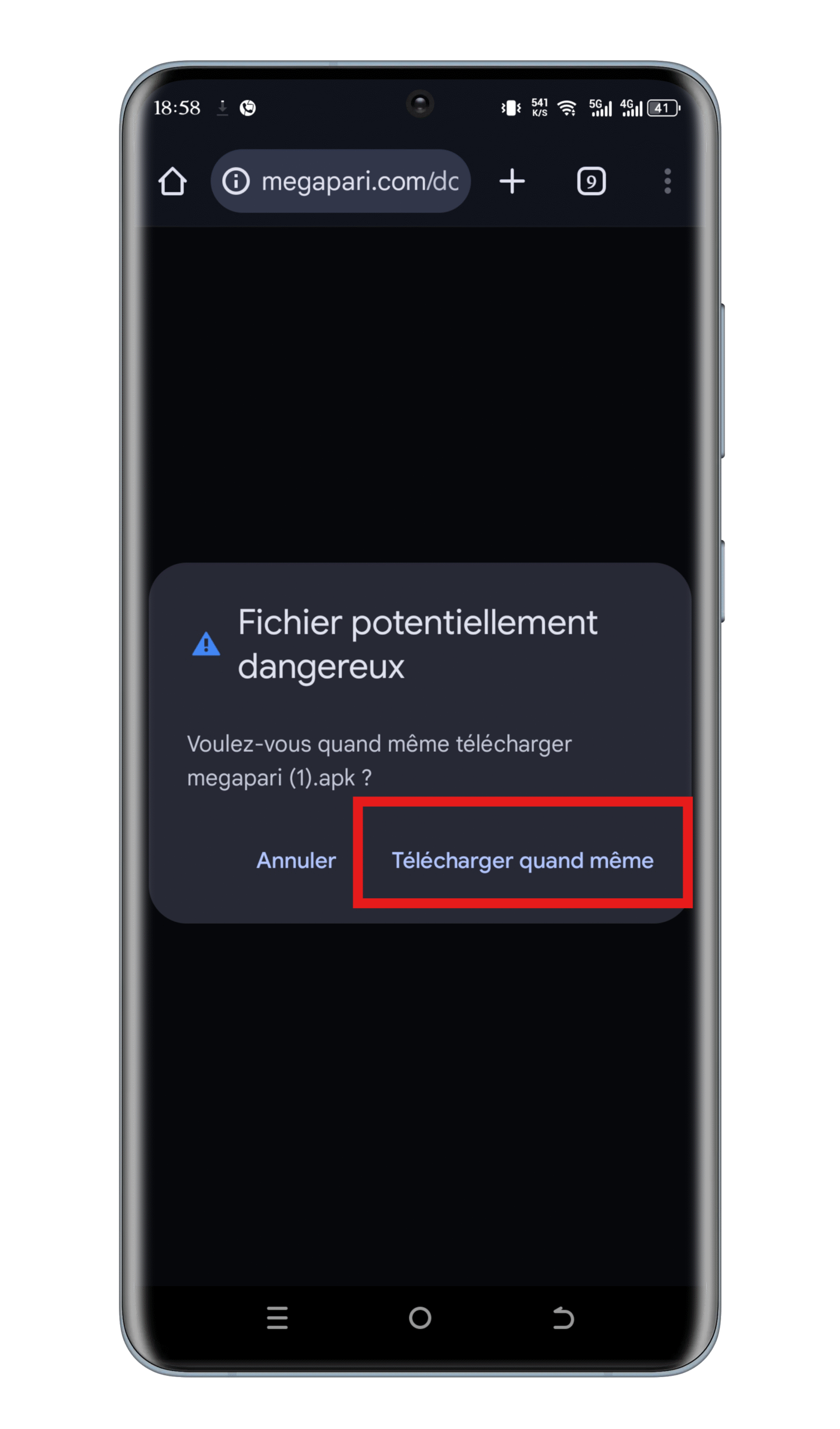 Autoriser le téléchargement